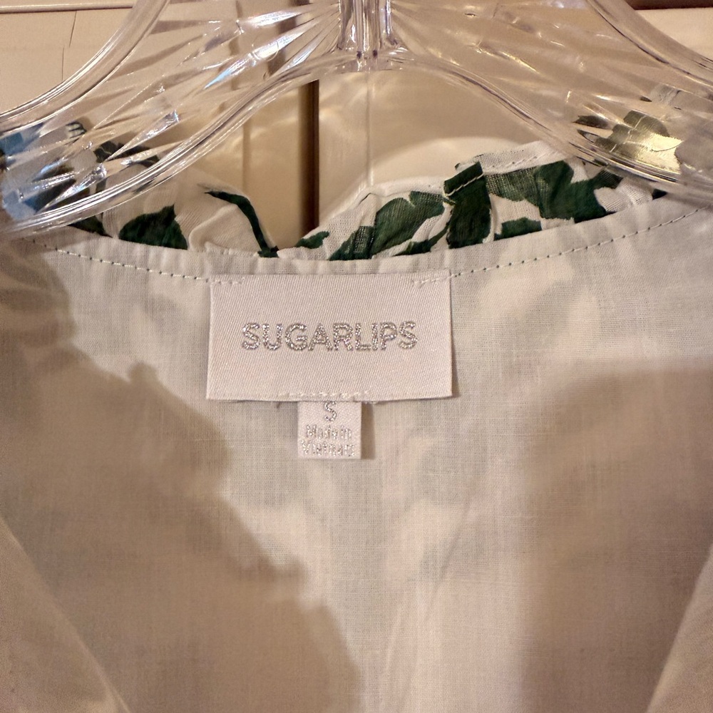 Sugarlips Davina White and Green Floral Printed Shift Mini Dress size Small - Picture 10 of 11